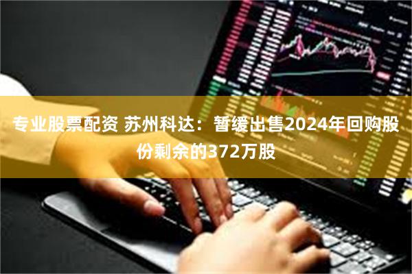 专业股票配资 苏州科达：暂缓出售2024年回购股份剩余的372万股