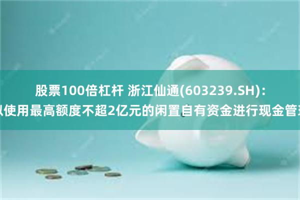 股票100倍杠杆 浙江仙通(603239.SH)：拟使用最高额度不超2亿元的闲置自有资金进行现金管理