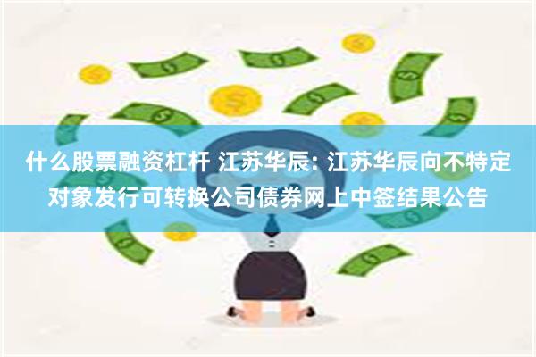 什么股票融资杠杆 江苏华辰: 江苏华辰向不特定对象发行可转换公司债券网上中签结果公告