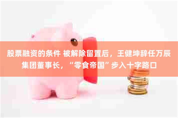 股票融资的条件 被解除留置后，王健坤辞任万辰集团董事长，“零食帝国”步入十字路口
